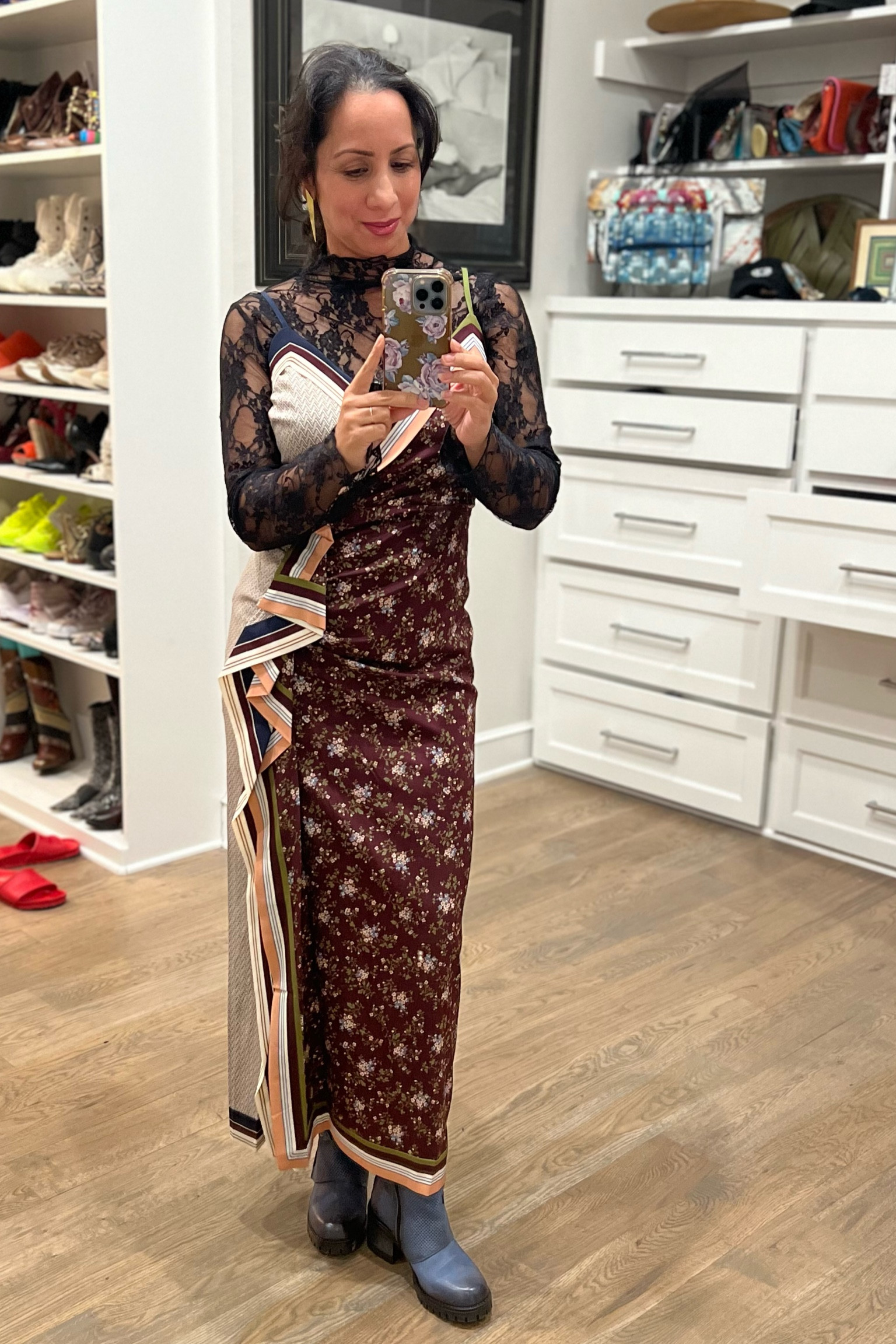 Found this sold out dress in multiple sizes! Paired it with a sheer lace top to add texture and interest to the look. You can throw a blazer on over this to make it work friendly.

#valentinesdayoutfit #dress #laceshirt #mixedprints 

#LTKover40 #LTKstyletip #LTKworkwear