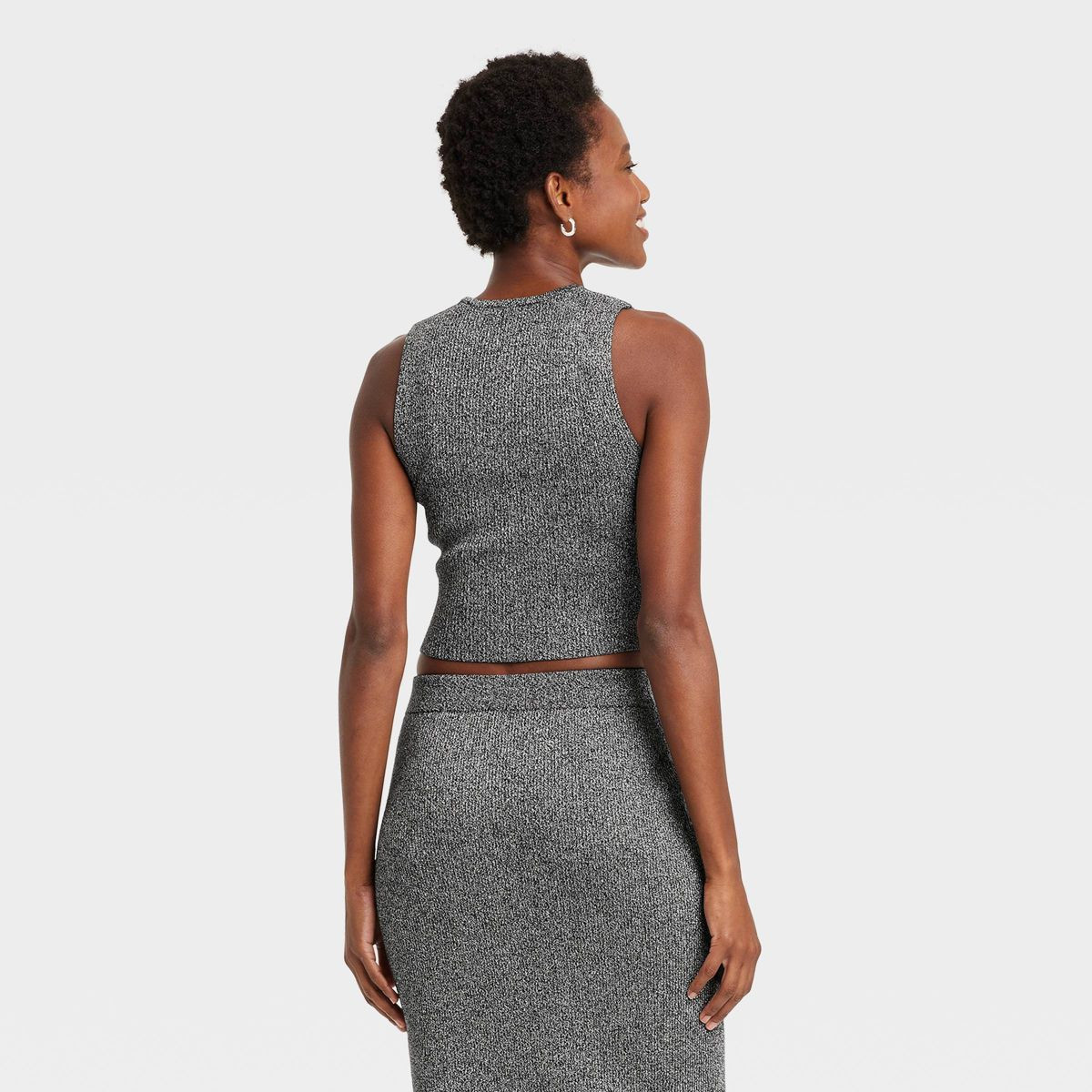 Women's Crewneck Lurex Pullover Sweater Tank - A New Day™ Silver | Target