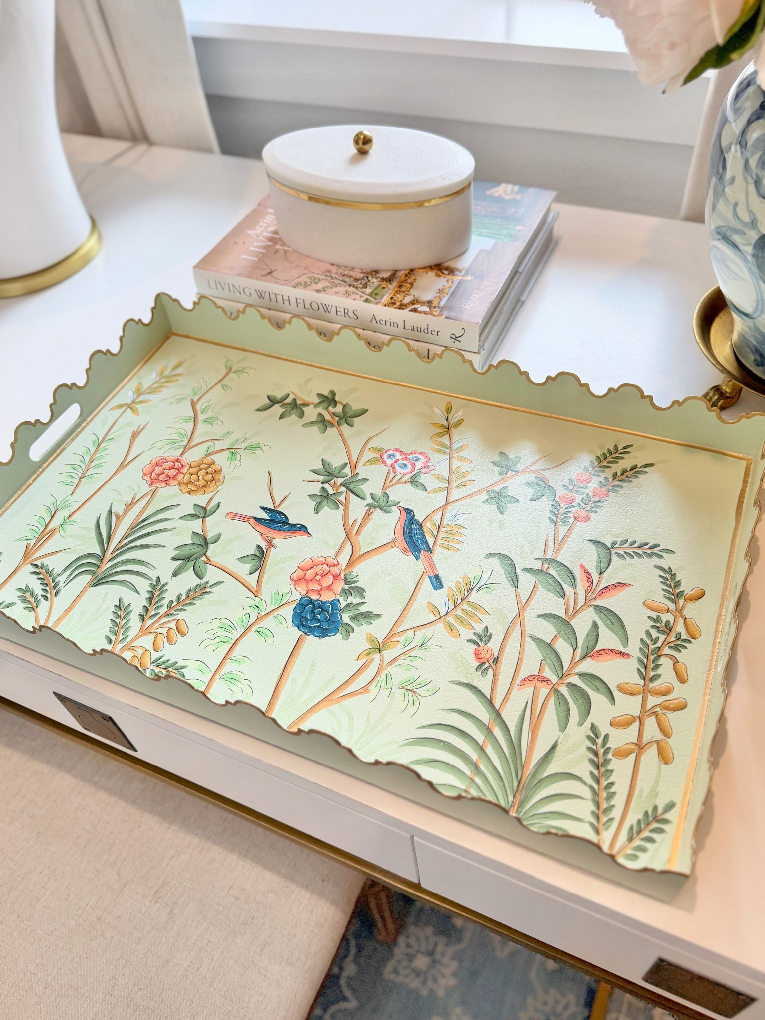 Chinoiserie tray #springdecor green tray 

#LTKSaleAlert #LTKHome