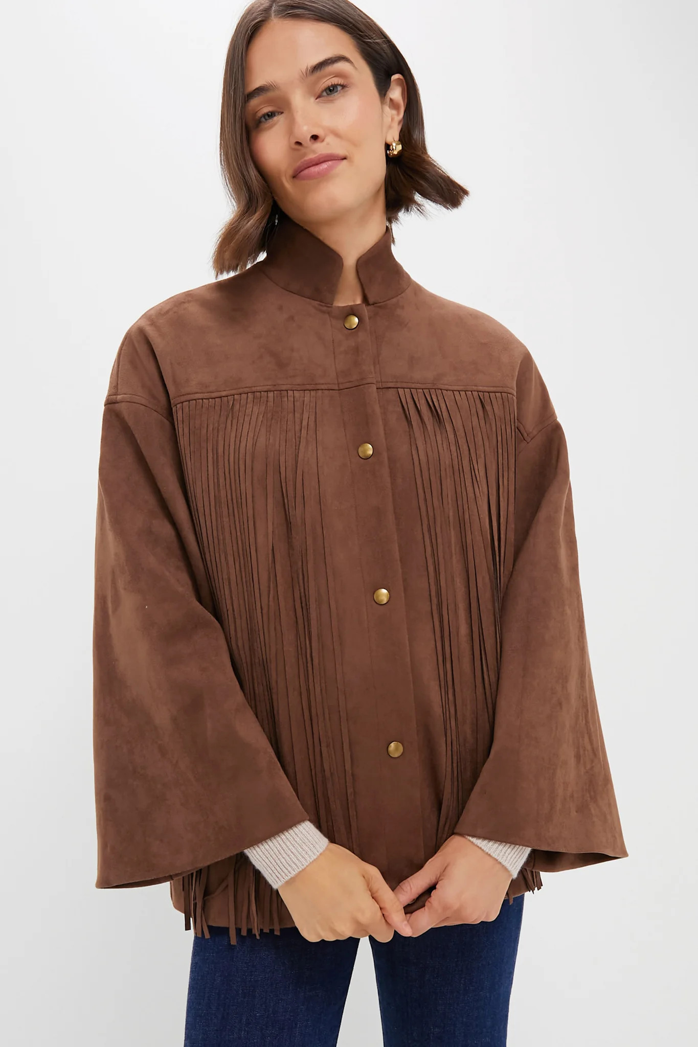 Chocolate Suede Fringe Marant Shirt Jacket | Tuckernuck (US)