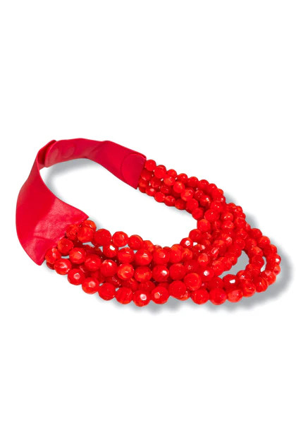 Carla Red Faceted Bead Statement Necklace | The Willow Tree