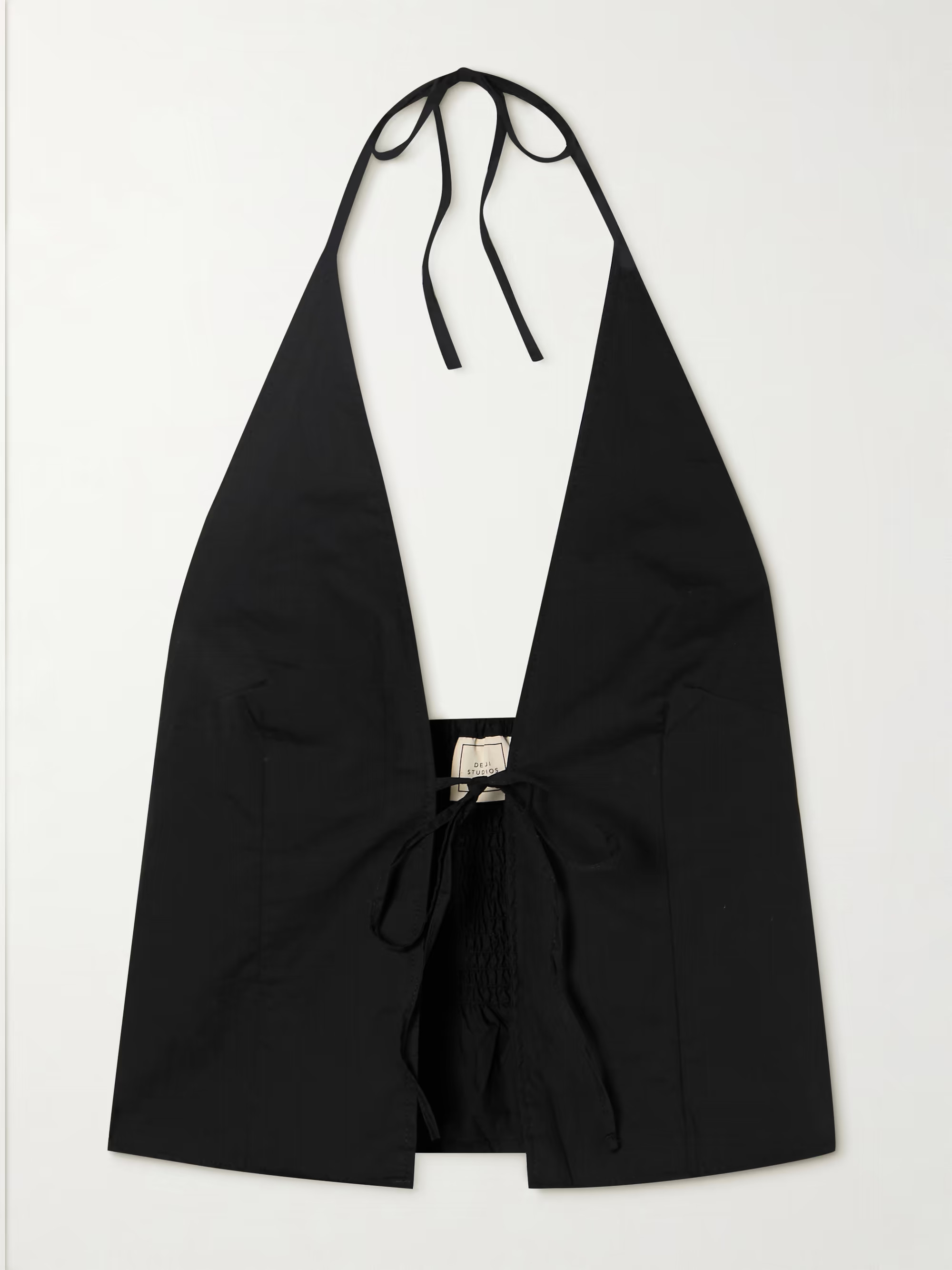 Tie-detailed smocked organic cotton halterneck top | NET-A-PORTER APAC