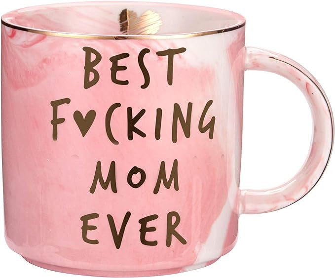 Hendson Ceramic Coffee Cup, Pink Marble, 11.5 oz, Best Mom Ever Birthday Gift, Mother's Day Prese... | Amazon (US)