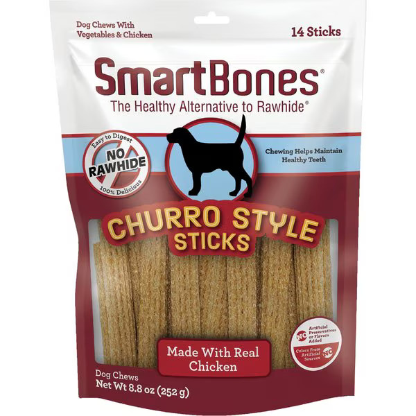 SmartBones Churro-Style Sticks Chicken Flavor Dog Treats, 14 count | Chewy.com
