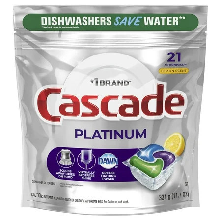 Cascade Pacs Dishwasher Detergents, Lemon Scent, 11.7 Ounce, 21 Count | Walmart (US)