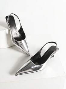 Fall/Winter 2025 Women's Black High Heel Pumps, 4cm Kitten Heel Pointed Toe Shoes, Party High Hee... | SHEIN