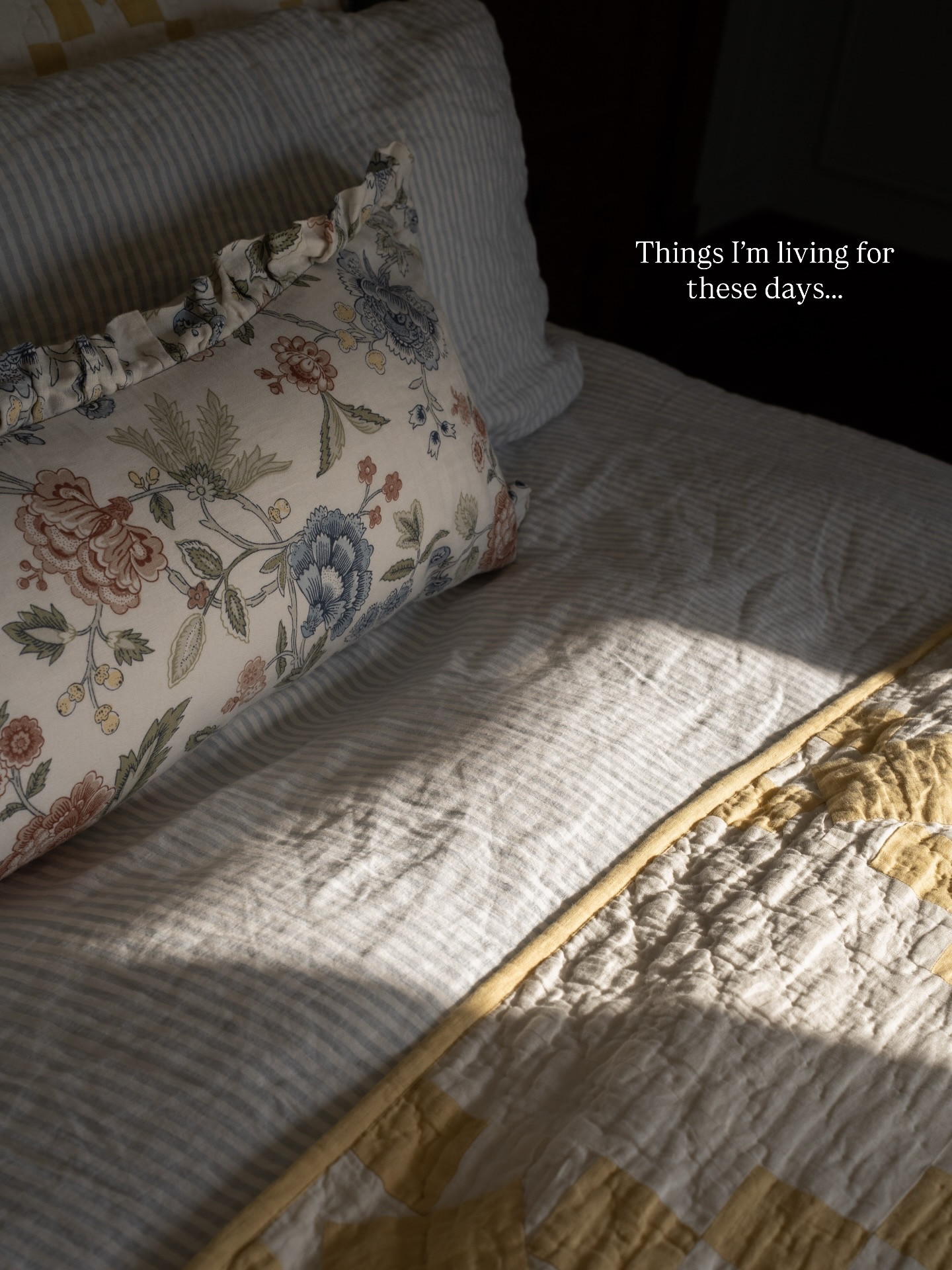 Things I’m living for these days: sunlight that hits just right, open windows, a made bed, home cooked meals, a clean kitchen, soft jazz playing softly in the kitchen, prayer time around the table, lamp glow at 6pm.

The older I get, the more I realize that the life I was searching for was never found in the big, dramatic moments. It was hidden in the ordinary things all along. In the quiet rhythms of a home that feels lived in and loved.

Tell me one small, ordinary thing you’re living for these days. I want to know.

-

#RomanticizeTheOrdinary #SlowLiving #CozyHomeVibes #HomesWithHeart #EverydayMagic