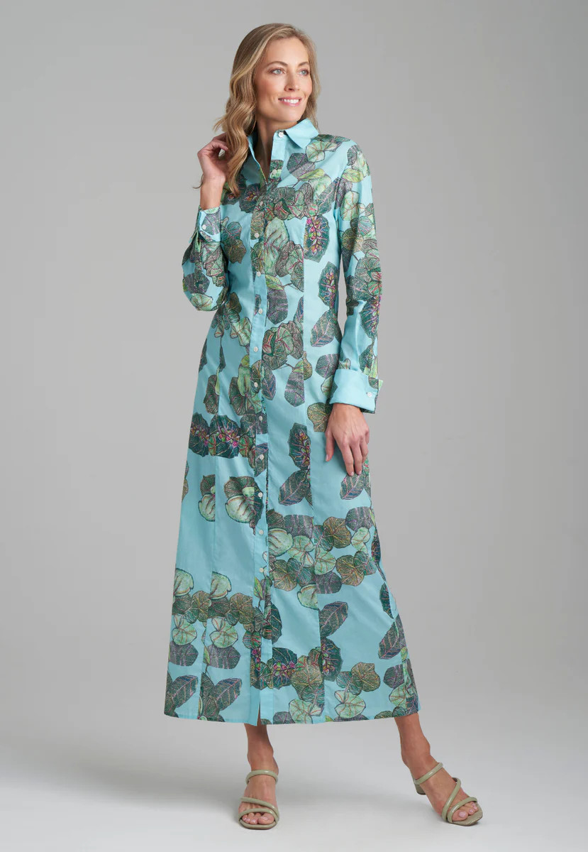 Kathe Cotton Dress in Green Island | Ala von Auersperg