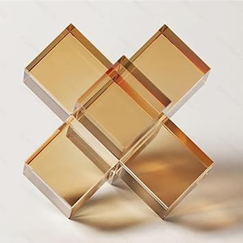 Modern Minimalist Crystal Cross Geometric Statues Ornaments - Versatile Indoor Decor, Perfect for Gifting, Home Decorations (Champagne) | Amazon (US)