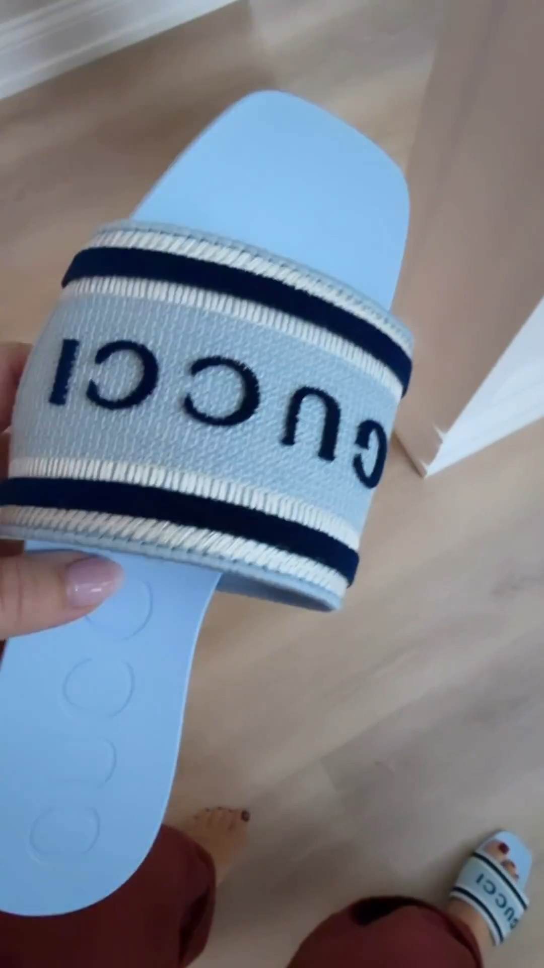 Omg even better in person! Finally a comfy slide from Gucci! 3 colors! Soft and flexible RUBBER sole! Higher arch and the most comfortable pair yet! Highly rec! 20/10🔥!

Gucci. Sandals. Blue. Spring break. Spring 2026. Slides. Designer. 

#LTKootd #LTKSeasonal