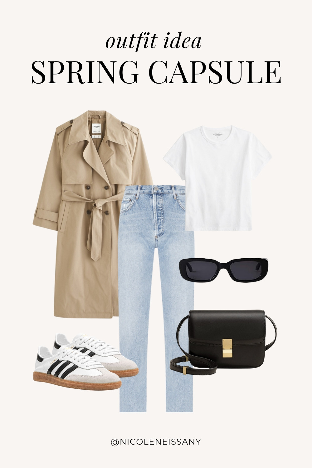 Casual spring outfit idea featuring my 2025 Spring Capsule Wardrobe staples | casual spring outfit, spring brunch outfit, spring date night outfit, spring date outfit, elevated casual spring outfit, spring work outfit, spring office outfit, spring outfits, spring shoes, 2025 spring trends, 2025 spring fashion trends, neutral capsule wardrobe, minimalist capsule wardrobe | trench coat outfit, trench coat, spring coat, spring jacket, spring outerwear, t-shirt, basic tee, spring tops, light wash denim, light wash jeans, straight leg jeans, straight leg denim, adidas samba decon, spring sneakers, spring shoes 

 #LTKSpring 

#LTKShoeCrush #LTKPetite #LTKWorkwear #LTKStyleTip #LTKFindsUnder50 #LTKTravel #LTKSeasonal #LTKFindsUnder100 #LTKSaleAlert
