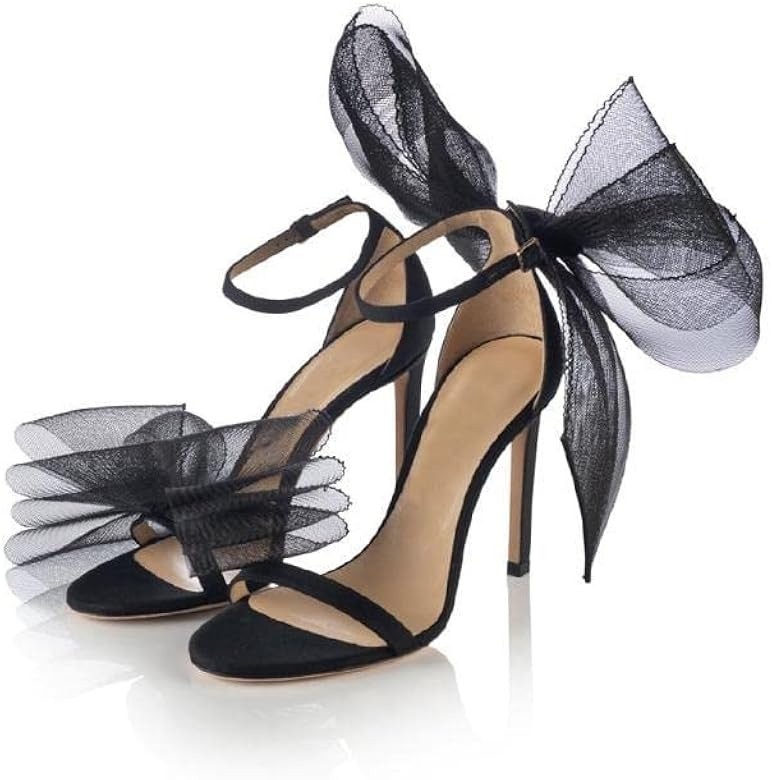 Amazon.com | Women's High Heel Stiletto Sandals Asymmetric Lace Mesh Bows Knot Decoration Open To... | Amazon (US)