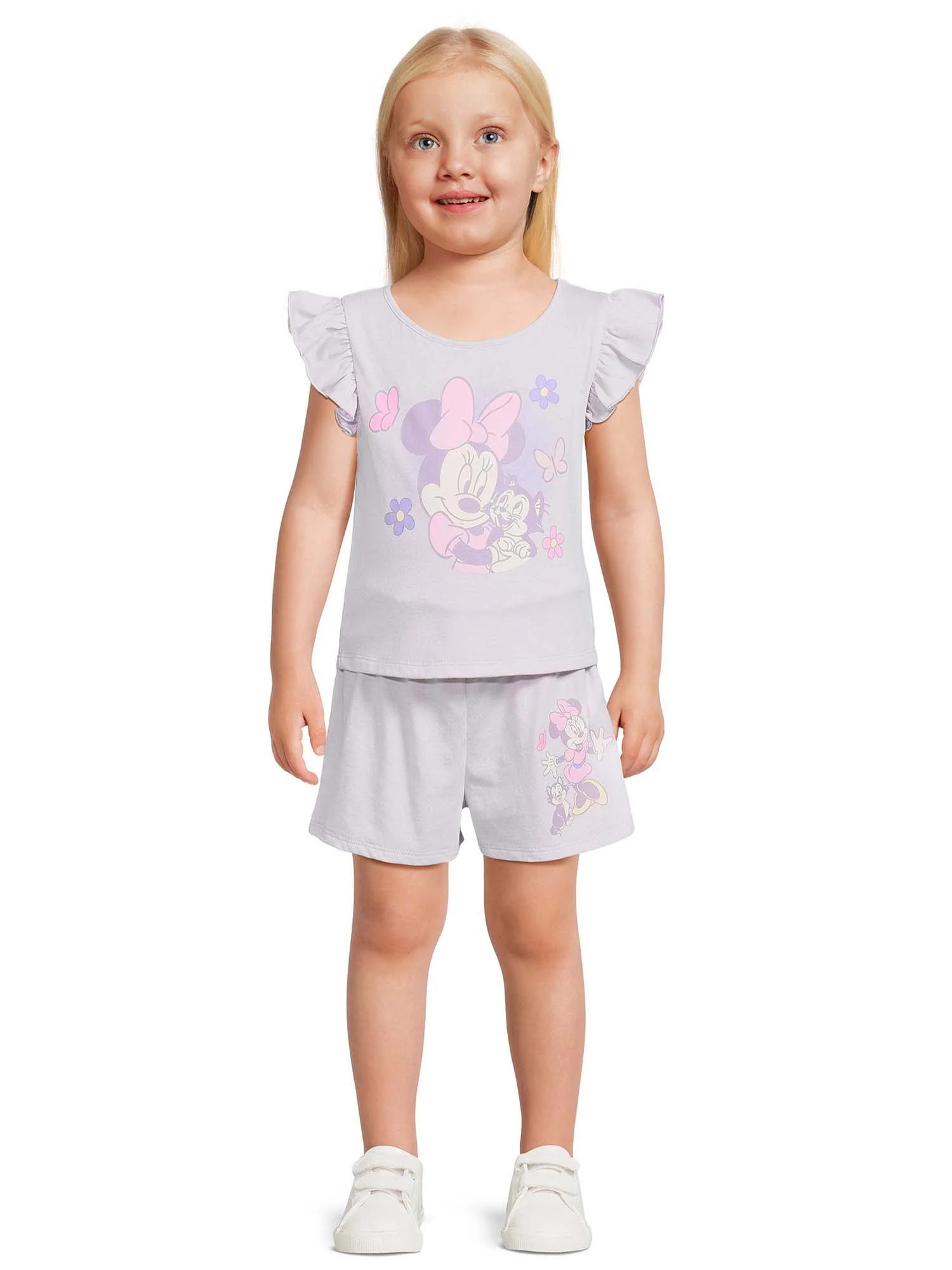 Disney Girls Minnie Mouse and Figaro Love Graphic Tee and Shorts, 2-Piece Set, Size 12M-5T | Walmart (US)