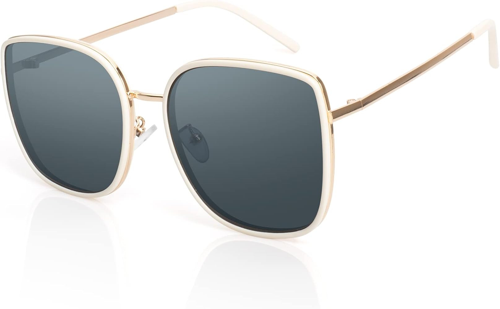 YAPZOR Polarized Sunglasses UV Protection for Women Trendy Square Flat Lens Metal Frame | Amazon (US)