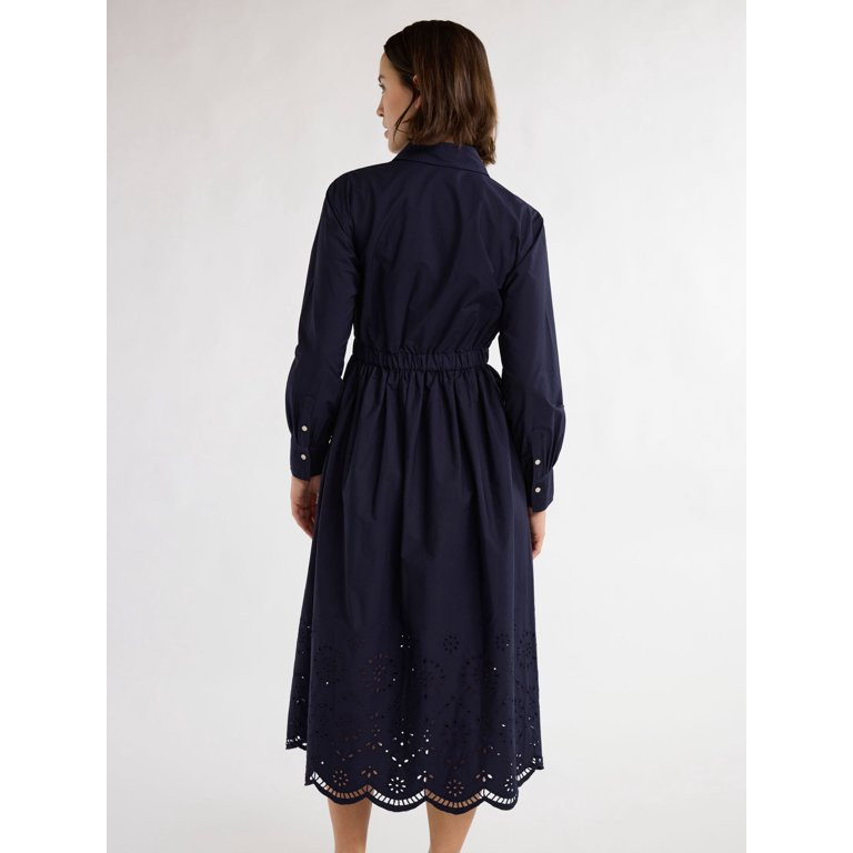 Free Assembly Women’s and Women's Plus Cotton Eyelet Maxi Shirtdress, Sizes XS-4X | Walmart (US)