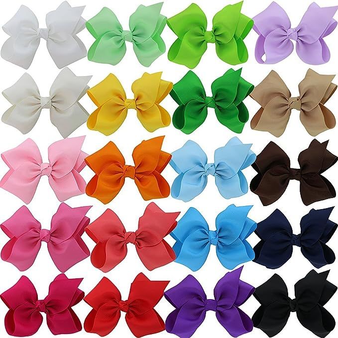 QingHan 20pcs 5 inch Hair Bows For Girls Grosgrain Ribbon Boutique Bow Alligator Clips For Teens ... | Amazon (US)