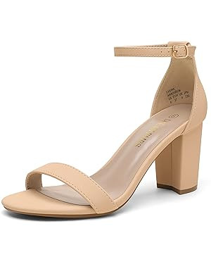 DREAM PAIRS Women's Chunk Low Heel Pump Sandals | Amazon (US)