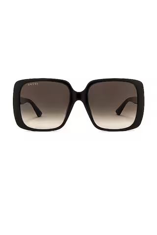 Gucci Lines Square Sunglasses in Shiny Black & Grey Gradient from Revolve.com | Revolve Clothing (Global)