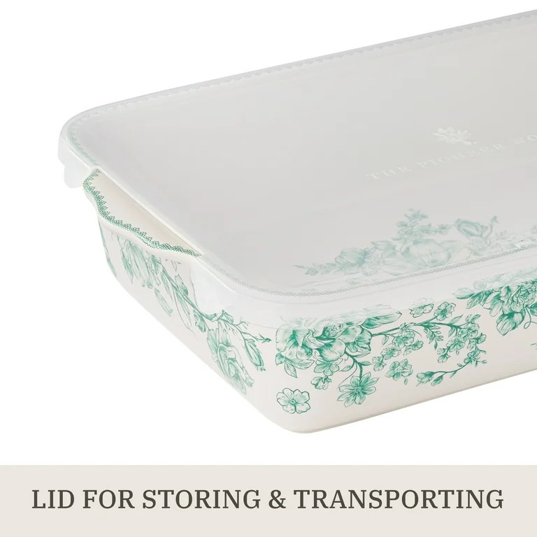The Pioneer Woman Agatha Rectangular Baker with Lid, 9" x 13", Green - Walmart.com | Walmart (US)