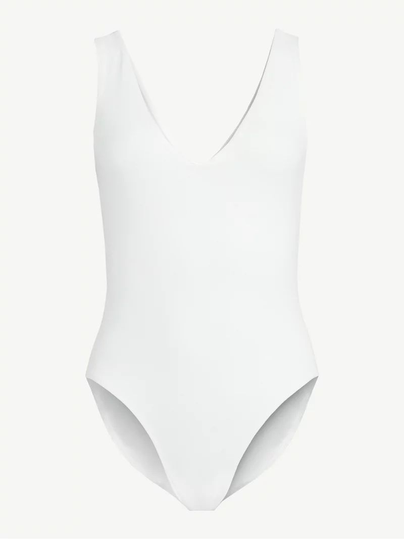 Scoop Women's Sleeveless Double V Neck Fitted Bodysuit | Walmart (US)