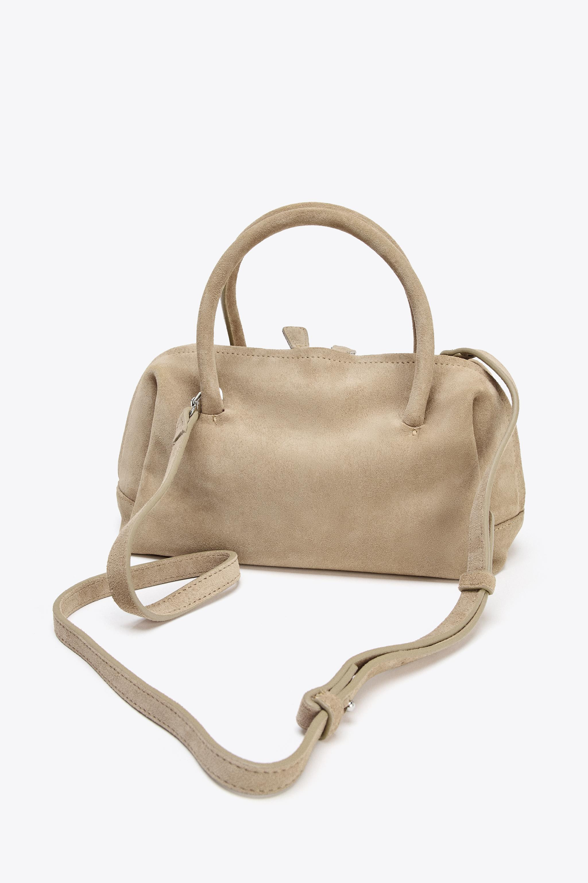 SPLIT LEATHER BOWLING BAG | Zara US