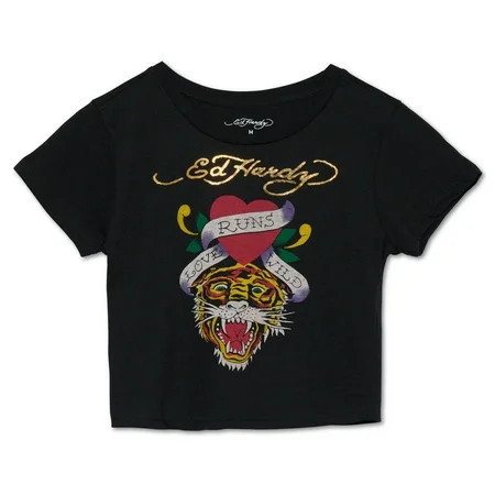 Ed Hardy Tiger Heart Baby Tee - EHW1104-30D (Black XL) | Walmart (US)