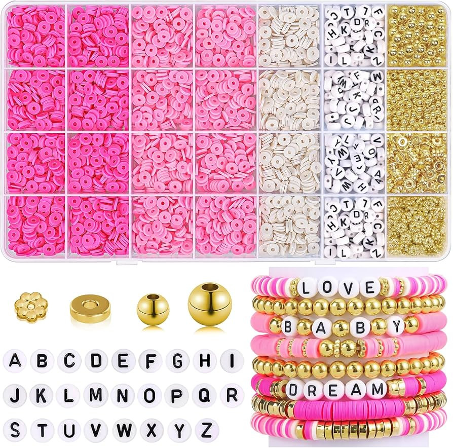 Japior 5000pcs Clay Beads Bracelet Making Kit Friendship Bracelet Beads Kit Heishi Beads Polymer ... | Amazon (US)