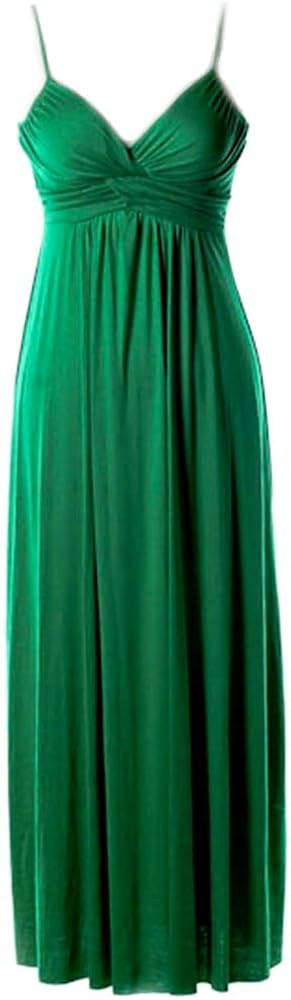 Green Spaghetti Strap Maxi Dress with Twist Shirring Detail | Amazon (US)