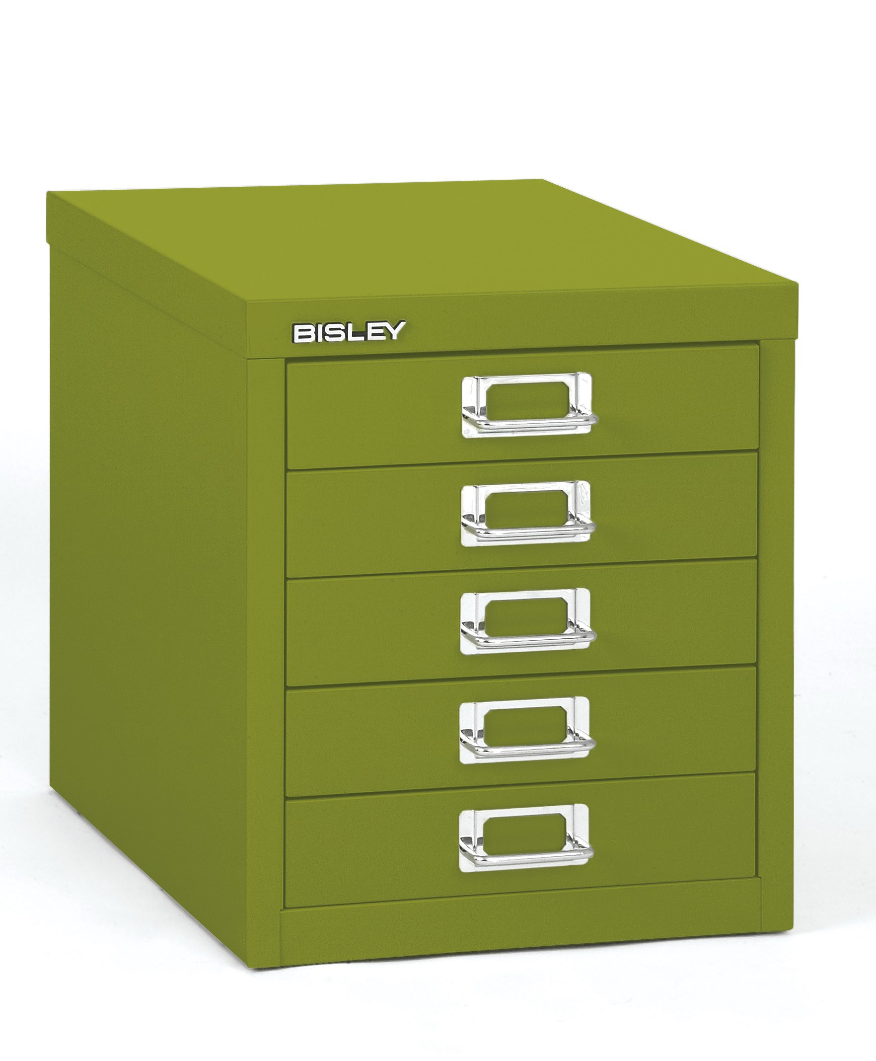 5-Drawer Steel MultiDrawer Cabinet - Bisley Green, Chrome Pull Handles with Label Holders, Powder... | Amazon (US)