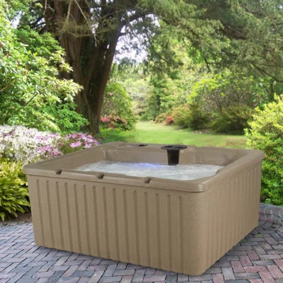 Current 3-4 Person Plug and Play Hot Tub Spa with Stainless Steel Heater, Hydrotherapy Jets, LED Lighting, Insulated Cover Included | Wayfair North America