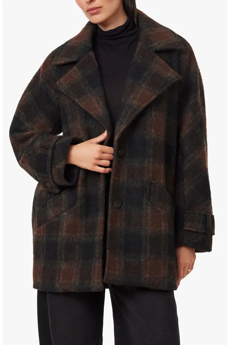 Habitual Oversized Plaid Coat in Brown Plaid at Nordstrom, Size Small | Nordstrom