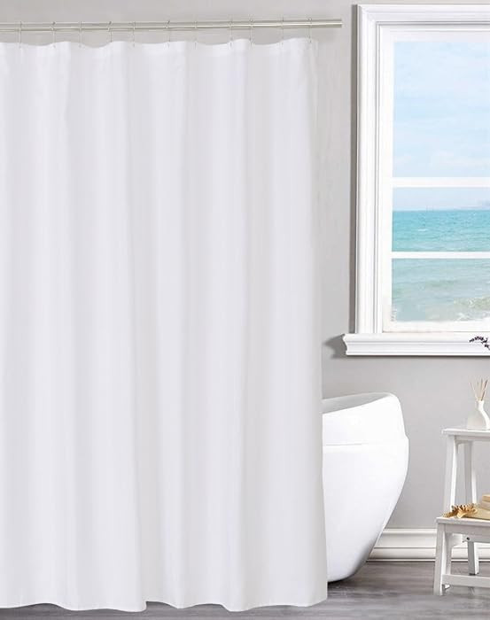 N&Y HOME Fabric Shower Curtain Liner Solid White with Magnets, Hotel Quality, Machine Washable | Amazon (US)