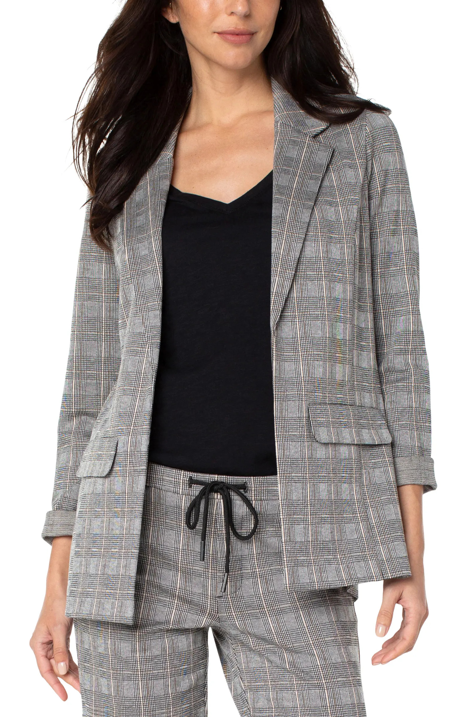x Living in Yellow Glen Plaid Open Front Blazer | Nordstrom