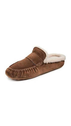 Vince Women's Berkley Shearling Driver Flats, Elmwood, 6 Medium US | Amazon (US)