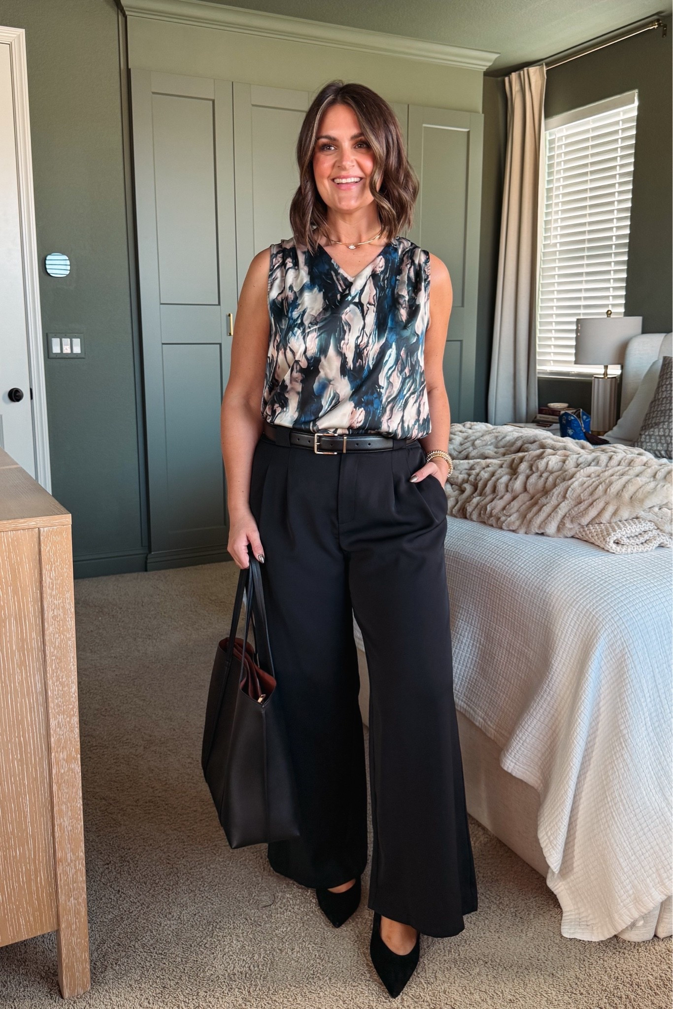 Pants, XL (if between size up)
Tank, large

Size 12, midsize fashion, work outfit, affordable style, Amazon fashion, trousers, what to wear to the office

#LTKootd #LTKWorkwear #LTKMidsize