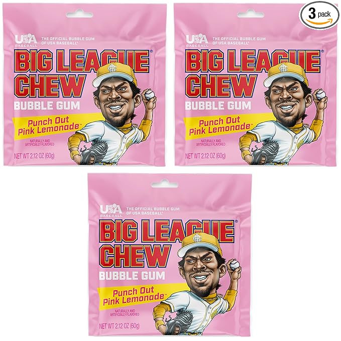 Amazon.com : Big League Chew Pink Lemonade Bubble Gum 3-Pack - 2.12oz Packets - Pink Lemonade Bas... | Amazon (US)