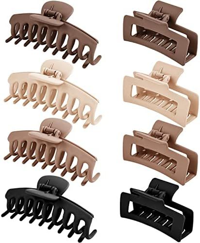 8 Pcs Neutral Hair Claw Clips, Nonslip Hair Clips for Women and Girl, Strong Hold Matte Claw Clips f | Amazon (US)