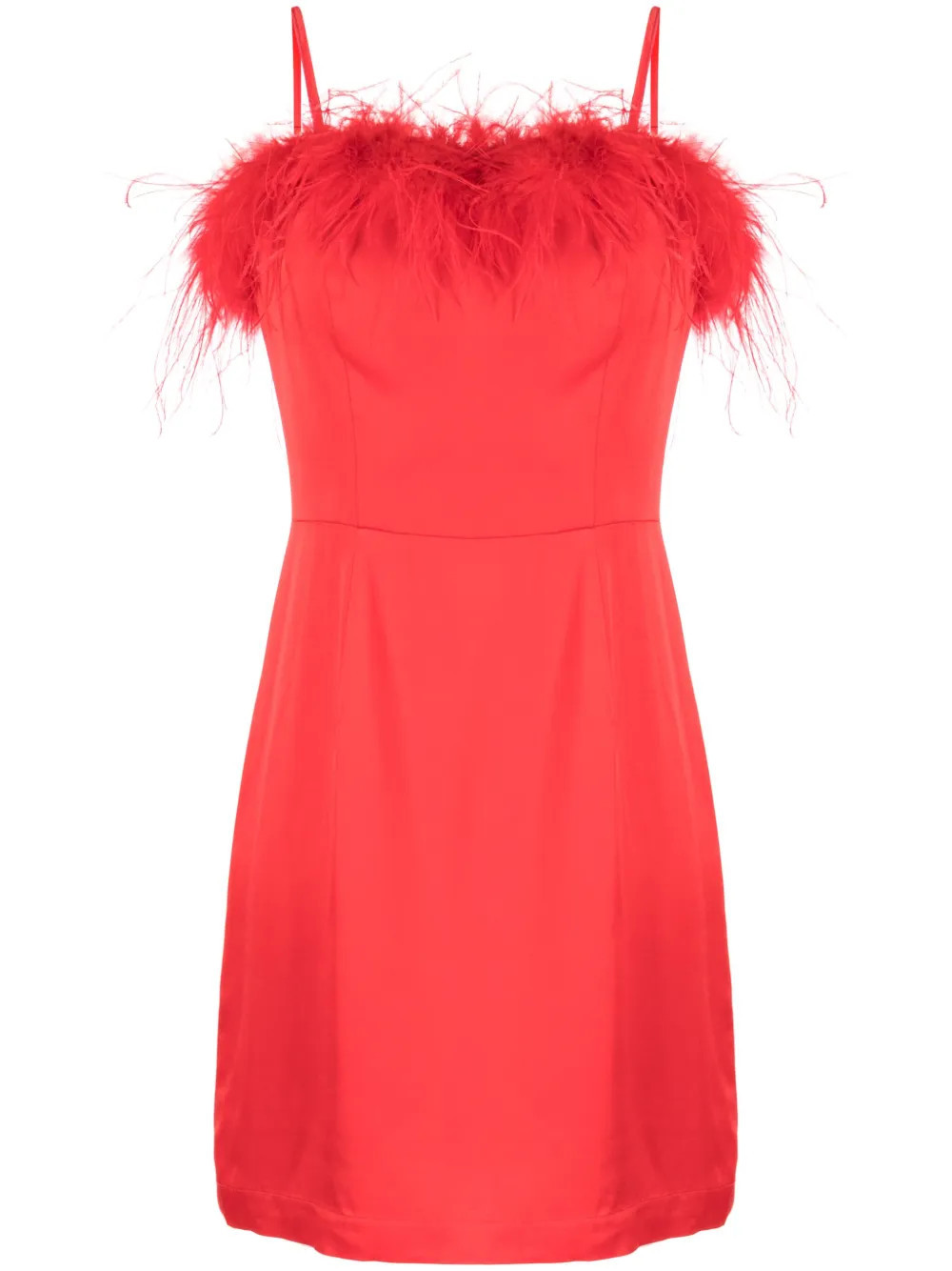 Kitri Nola feather-trim minidress - Red | Farfetch Global