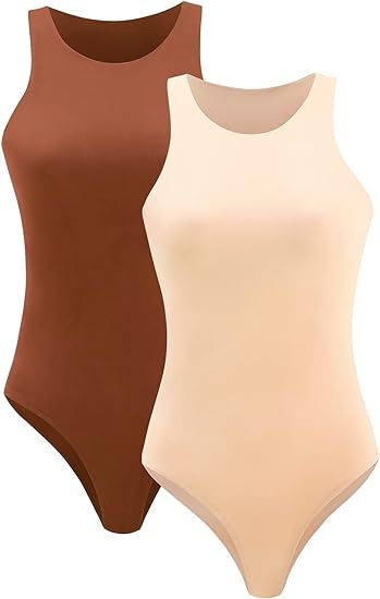 Degkim sexy bodysuit for women Halter Neck shapewear bodysuits Trendy Tank Tops pack | Amazon (US)