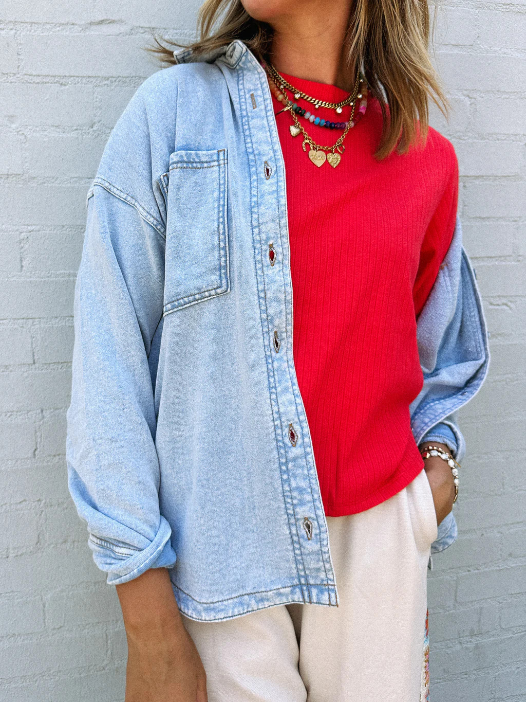 z supply | all day knit jacket - denim | Etta & East