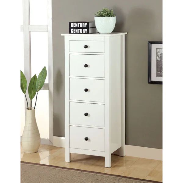 Furniture of America Wal Solid Wood 5-drawer Storage Chest - White | Bed Bath & Beyond