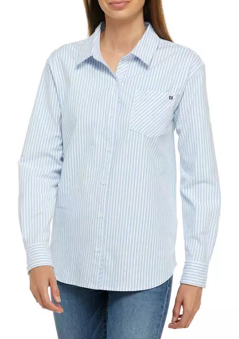 Women's Long Sleeve Striped Oxford Boyfriend Shirt | Belk