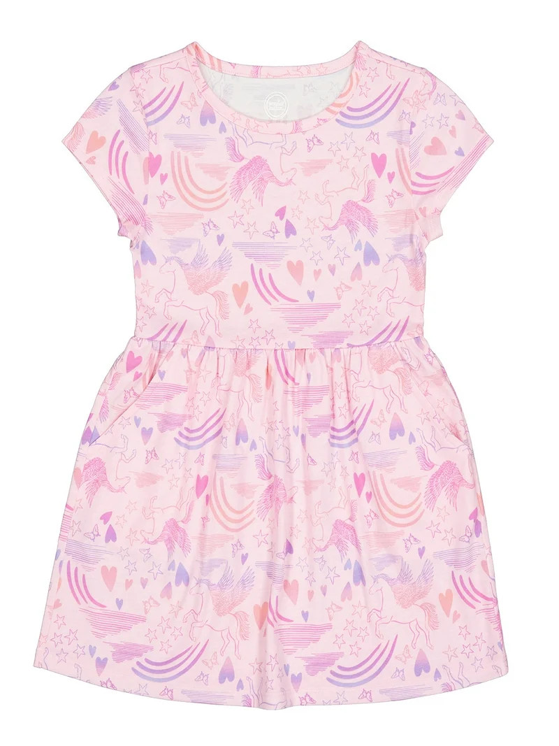 Wonder Nation Girls Short Sleeve Play Dress, Sizes 4-18 & Plus | Walmart (US)
