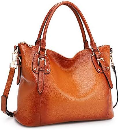 Kattee Women's Genuine Leather Handbags Shoulder Tote Top Handles Crossbody Bag Satchel Designer Pur | Amazon (US)