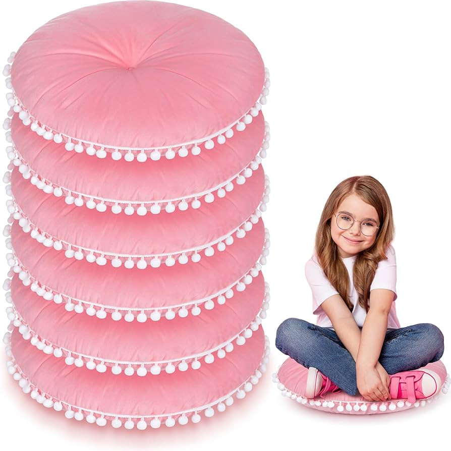 6 Pcs 15 Inch Round Floor Cushions for Kids Classroom Seating Pillows Soft Pink Boho Classroom Se... | Amazon (US)