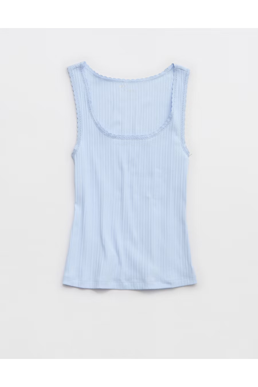 Aerie Ribbed Scoop Neck Tank Top Women's Eyelet Blue XXS | American Eagle Outfitters (US & CA)