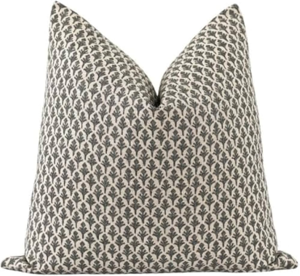 Pillow Cover Linen Lightweight 20 x 20 in Double Sided Block Print with Zipper Easy Removal Home ... | Amazon (US)