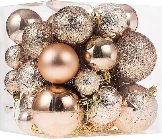 Christmas Ornaments for Xmas Trees,Champagne Shatterproof Christmas Ball Ornaments | Amazon (US)