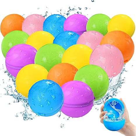 SOPPYCID 20 Pcs Reusable Water Balloons, Self Sealing, Refillable Water Bomb Splash Balls, Pool B... | Amazon (US)