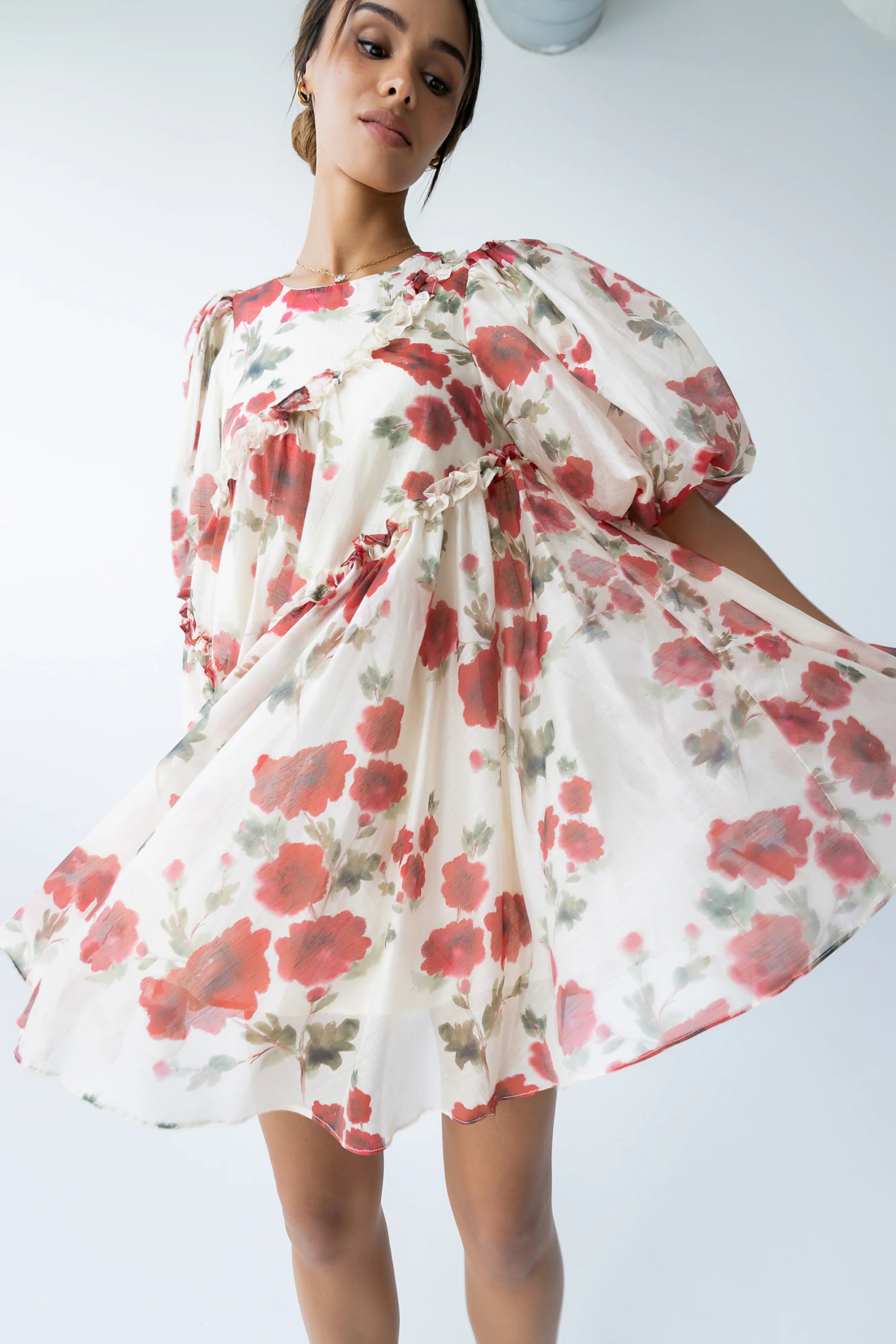 Tamlyn Floral Mini Dress in Red | Böhme US